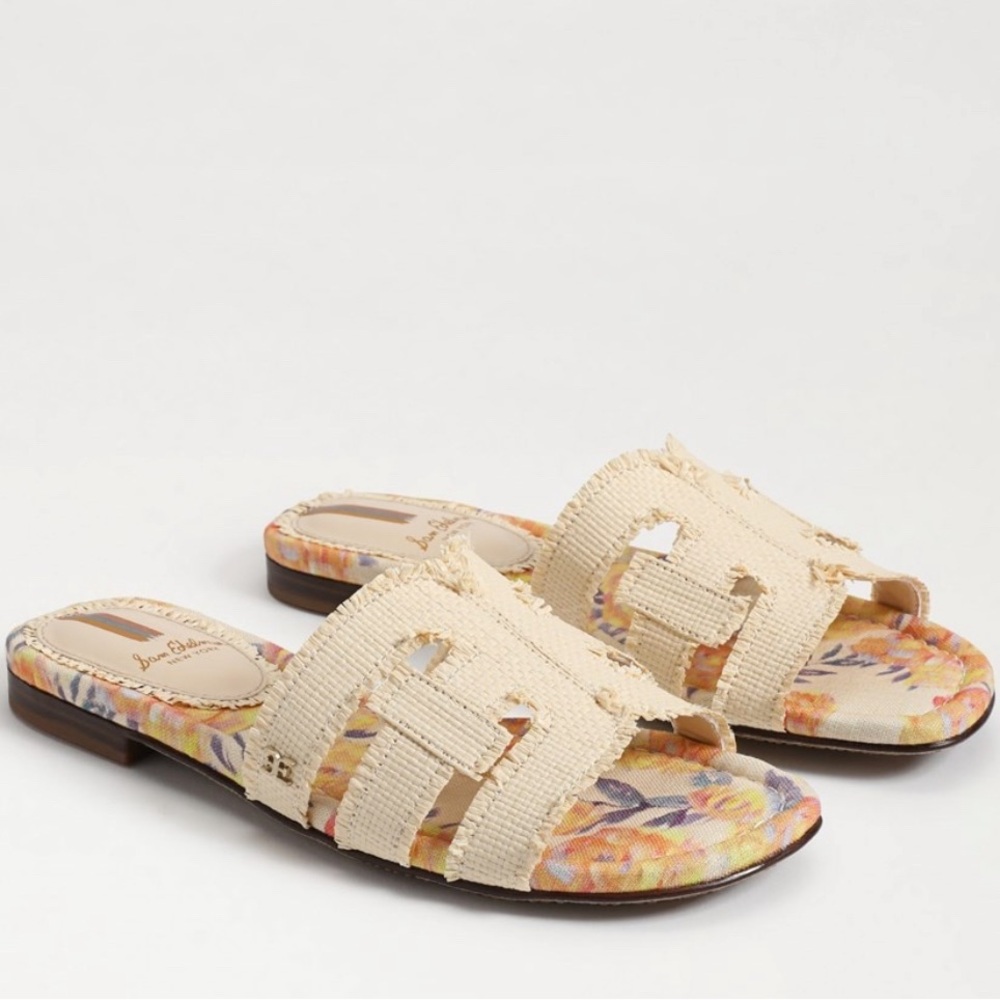 Sam Edelman NEW Bay Fray Slide Sandal Cream Wheat